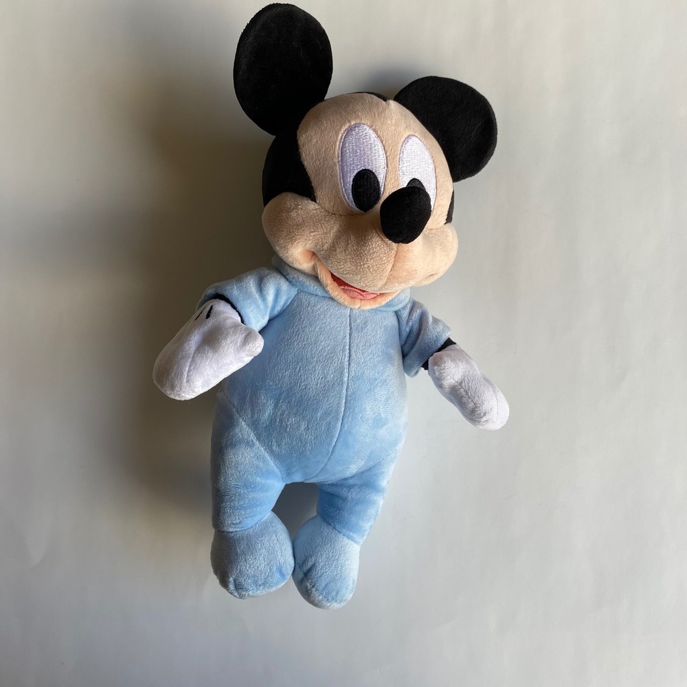 DISNEY Babies Mickey Mouse Plush Baby Boy Light Blue Pajamas Stuffed Animal 11"